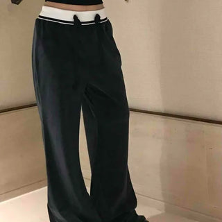 Vintage Velvet Flare High-Waisted Long Pants