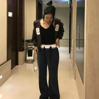 Vintage Velvet Flare High-Waisted Long Pants