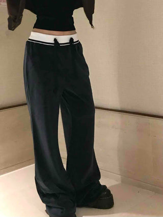 Vintage Velvet Flare High-Waisted Long Pants