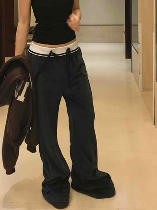 Vintage Velvet Flare High-Waisted Long Pants