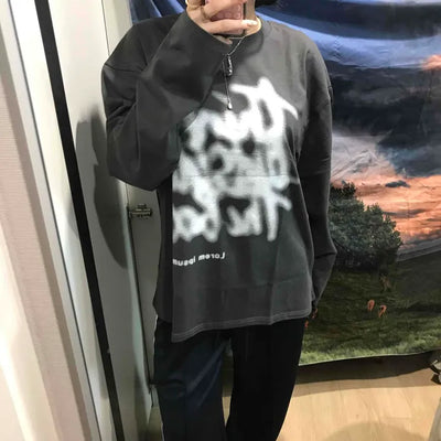 Graffiti Print Oversized Long Sleeve T-shirt