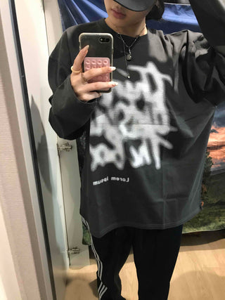 Graffiti Print Oversized Long Sleeve T-shirt