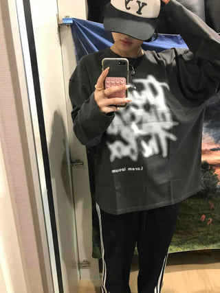 Graffiti Print Oversized Long Sleeve T-shirt