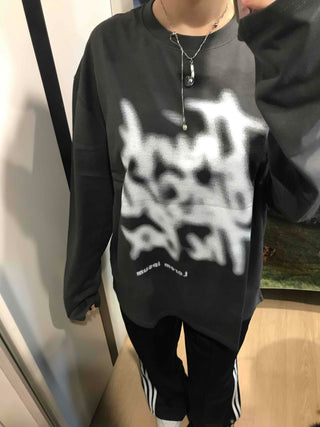 Graffiti Print Oversized Long Sleeve T-shirt