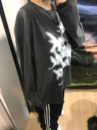 Graffiti Print Oversized Long Sleeve T-shirt