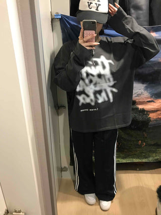 Graffiti Print Oversized Long Sleeve T-shirt