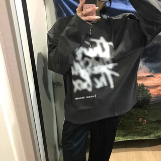 Graffiti Print Oversized Long Sleeve T-shirt