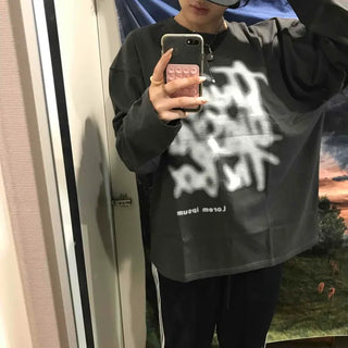 Graffiti Print Oversized Long Sleeve T-shirt