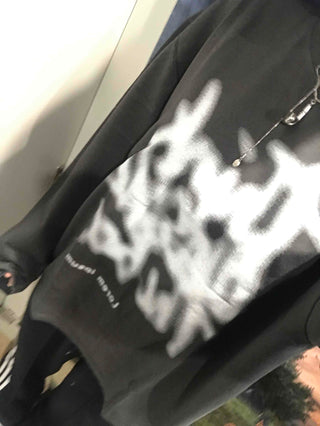 Graffiti Print Oversized Long Sleeve T-shirt