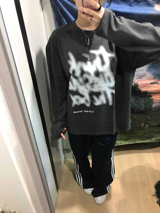 Graffiti Print Oversized Long Sleeve T-shirt