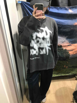 Graffiti Print Oversized Long Sleeve T-shirt