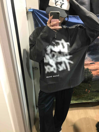 Graffiti Print Oversized Long Sleeve T-shirt