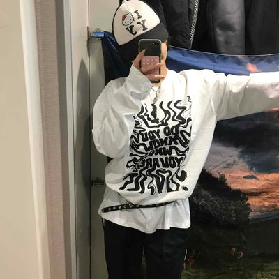 Street Graffiti Print Long Sleeve Tee