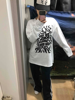 Street Graffiti Print Long Sleeve Tee