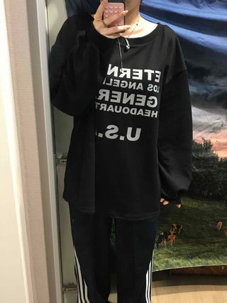 USA Lettering Boxy Fit Hoodie Sweatshirt
