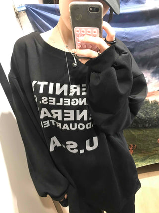 USA Lettering Boxy Fit Hoodie Sweatshirt