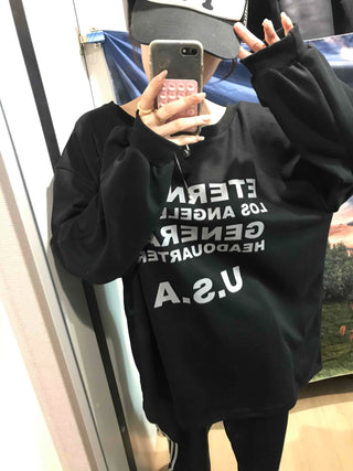 USA Lettering Boxy Fit Hoodie Sweatshirt
