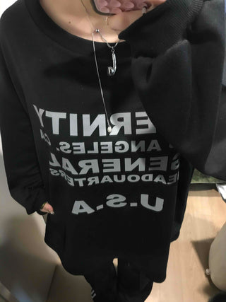 USA Lettering Boxy Fit Hoodie Sweatshirt