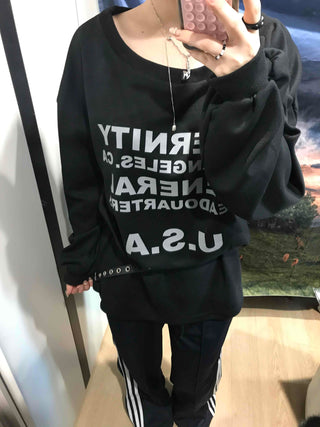 USA Lettering Boxy Fit Hoodie Sweatshirt