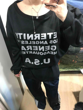 USA Lettering Boxy Fit Hoodie Sweatshirt