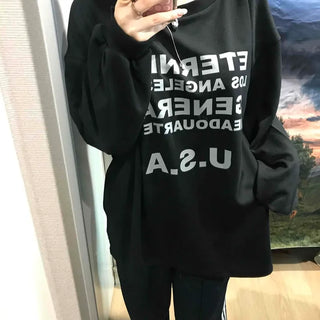 USA Lettering Boxy Fit Hoodie Sweatshirt
