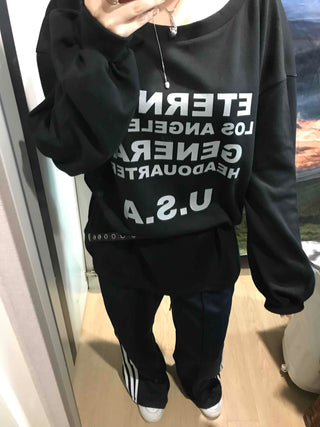 USA Lettering Boxy Fit Hoodie Sweatshirt