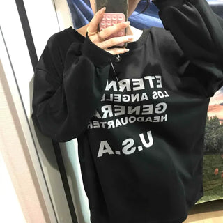 USA Lettering Boxy Fit Hoodie Sweatshirt