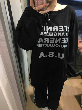 USA Lettering Boxy Fit Hoodie Sweatshirt