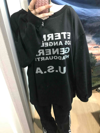 USA Lettering Boxy Fit Hoodie Sweatshirt