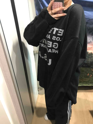 USA Lettering Boxy Fit Hoodie Sweatshirt