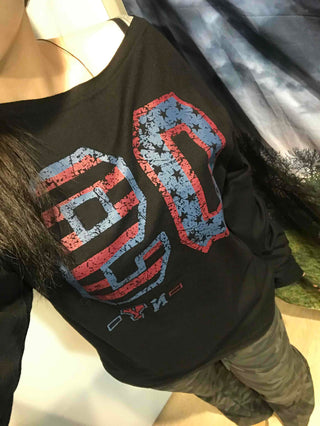 Vintage Number Print Oversized Long Sleeve T-shirt