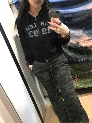 Lettering Loose Fit Zip-Up Hoodie