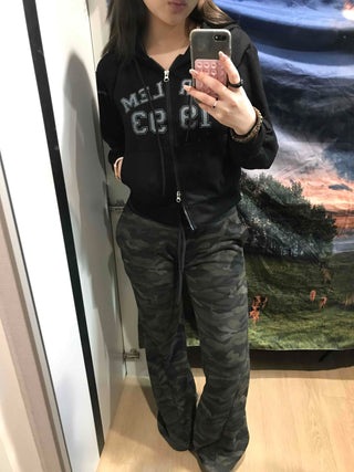 Lettering Loose Fit Zip-Up Hoodie