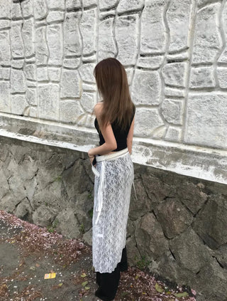 Sena Shirred Layered Back Slit Skirt