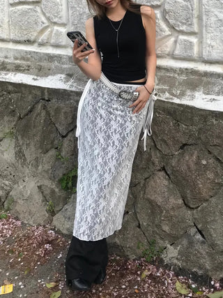 Sena Shirred Layered Back Slit Skirt