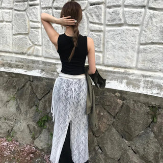 Sena Shirred Layered Back Slit Skirt