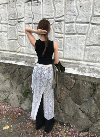 Sena Shirred Layered Back Slit Skirt
