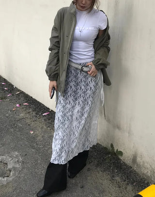 Sena Shirred Layered Back Slit Skirt
