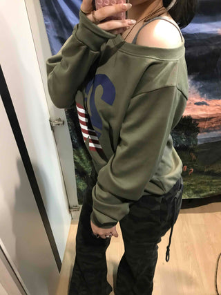 American Flag Oversized Sweatshirt