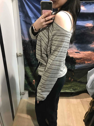 Basic Oversized Border Round Long Sleeve T-shirt