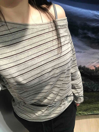 Basic Oversized Border Round Long Sleeve T-shirt