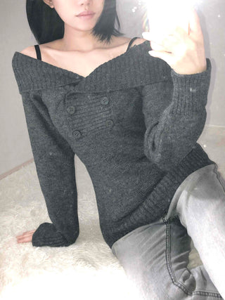 Romantic Shirred Turtleneck Drop Shoulder Knit