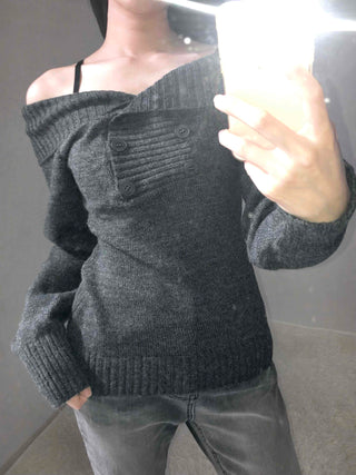 Romantic Shirred Turtleneck Drop Shoulder Knit