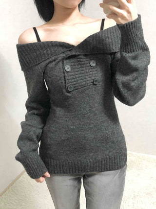 Romantic Shirred Turtleneck Drop Shoulder Knit