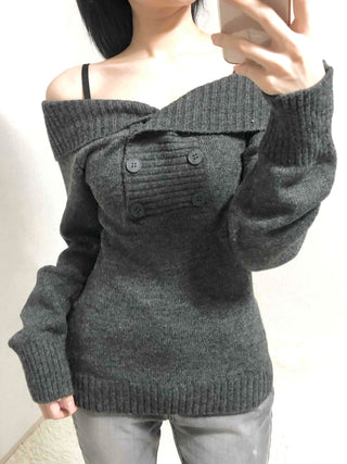 Romantic Shirred Turtleneck Drop Shoulder Knit
