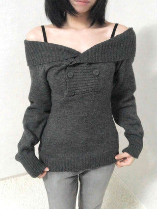 Romantic Shirred Turtleneck Drop Shoulder Knit