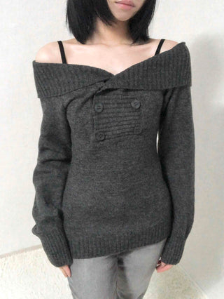 Romantic Shirred Turtleneck Drop Shoulder Knit