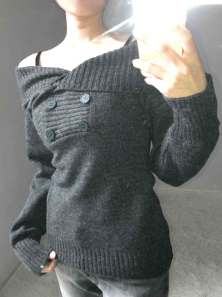 Romantic Shirred Turtleneck Drop Shoulder Knit