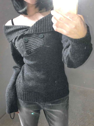 Romantic Shirred Turtleneck Drop Shoulder Knit