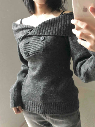Romantic Shirred Turtleneck Drop Shoulder Knit